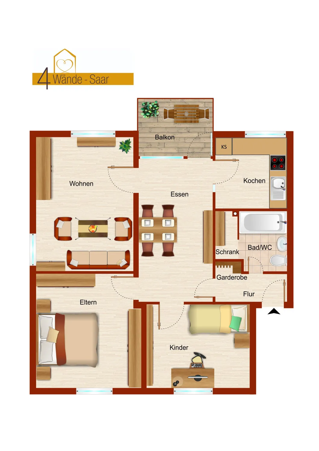 Renovierte 3-Zimmer-Wohnung mit Südwest-Balkon am Saarbrücker Eschberg